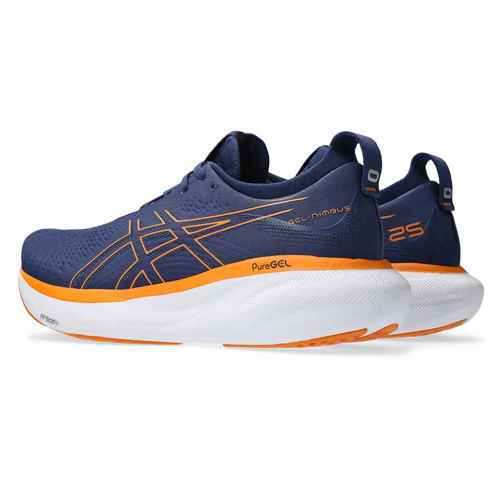 Men's Gel-Nimbus 25 Running Shoe - Deep Ocean/Bright Orange - Regular (D)