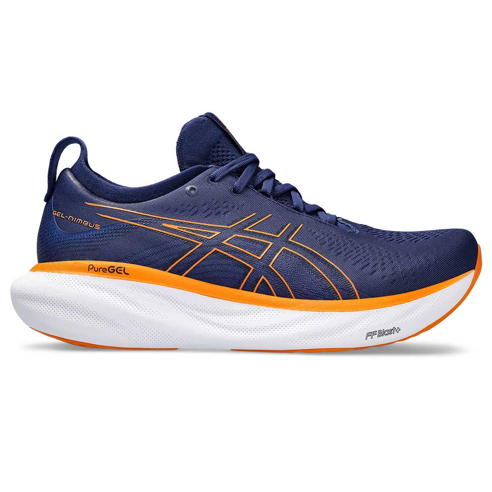 Men's Gel-Nimbus 25 Running Shoe - Deep Ocean/Bright Orange - Regular (D)