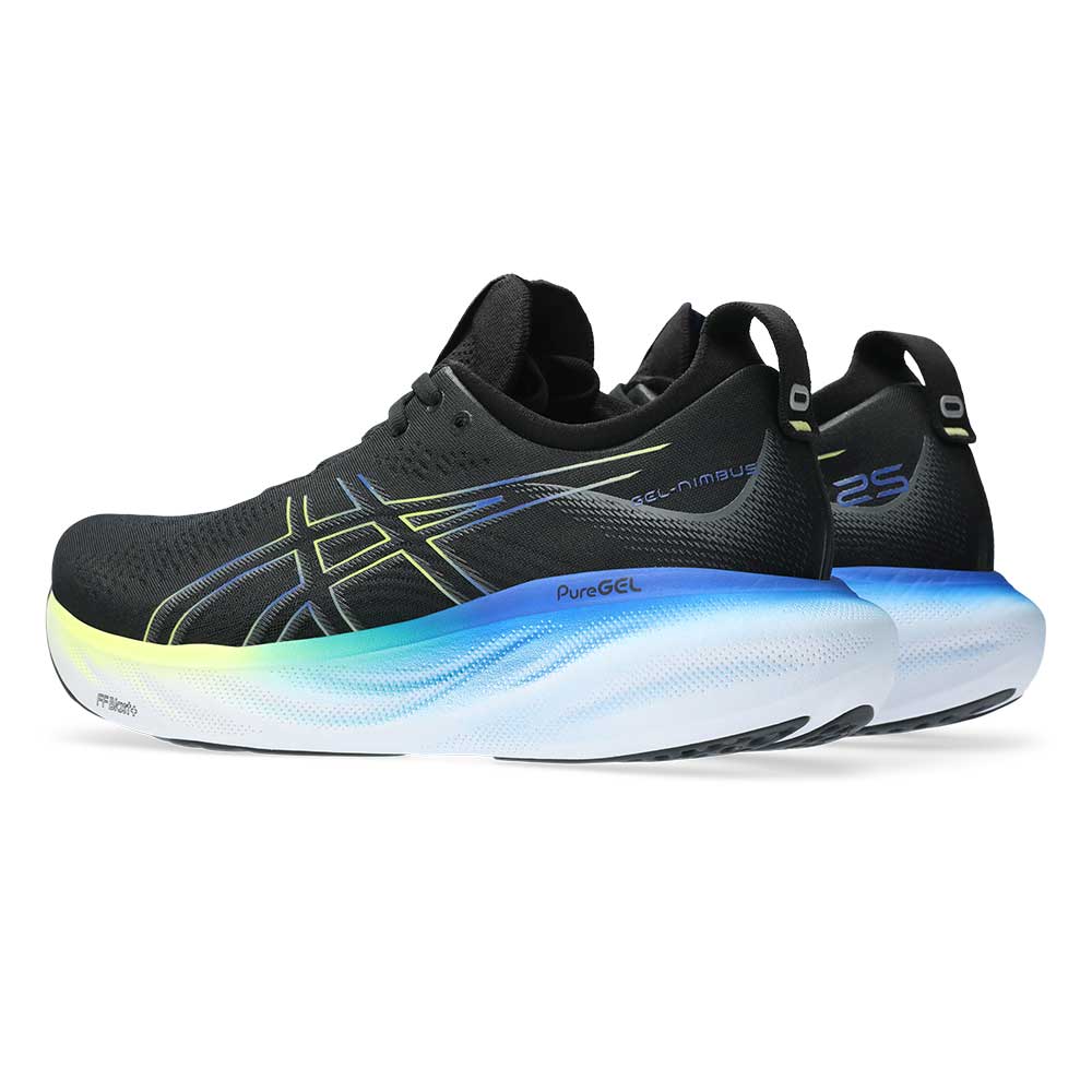 Men's Gel-Nimbus 25 Running Shoe - Black/Glow Yellow- Wide (2E)