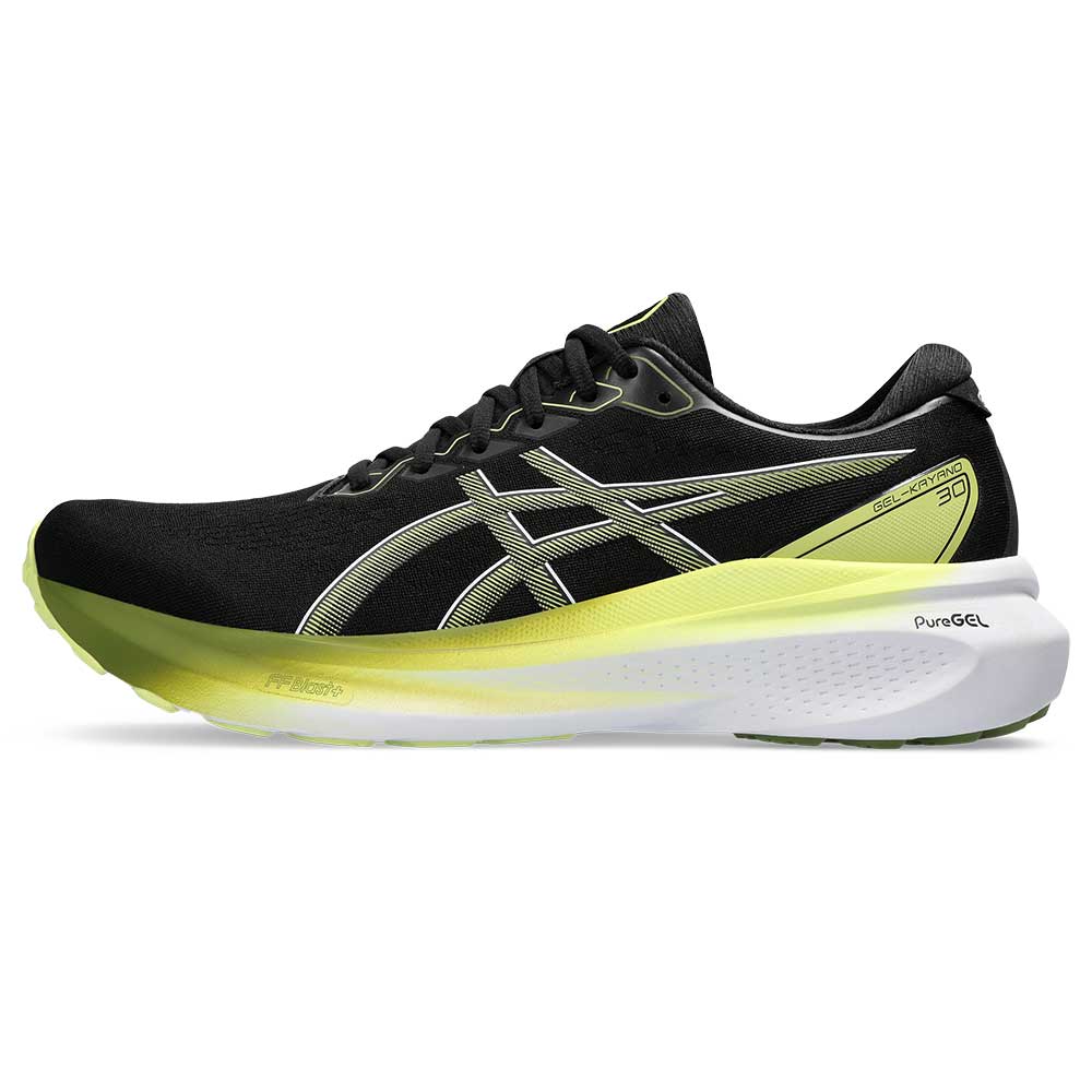 Men's Gel-Kayano 30 Running Shoe - Black/Glow Yellow- Wide (2E)