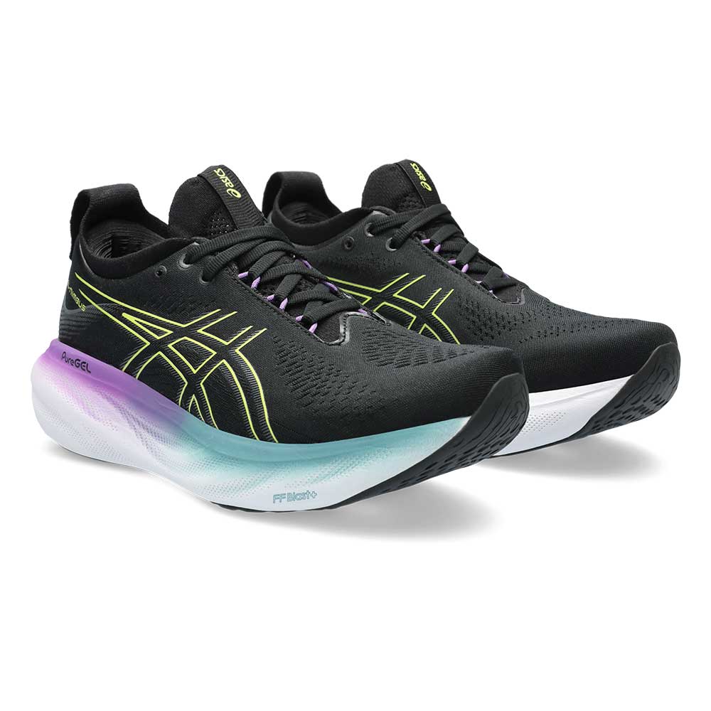 Women's Gel-Nimbus 25 Running Shoe - Black/Glow Yellow- Regular (B)