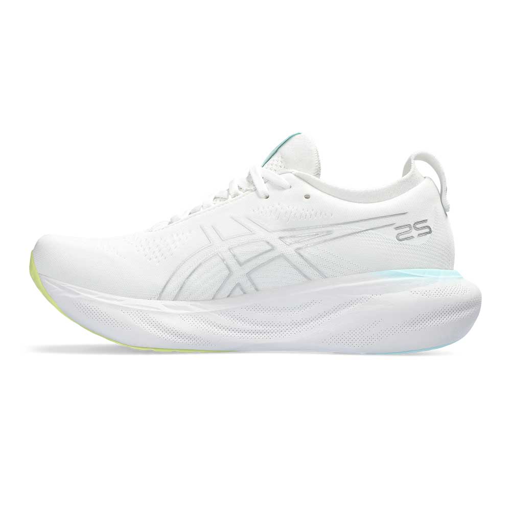 Women's Gel-Nimbus 25 Running Shoe - White/Pure Silver- Regular (B)
