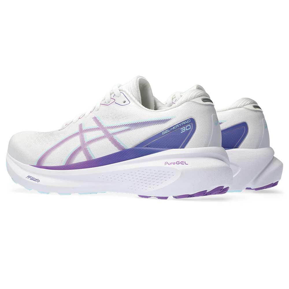 Women's Gel-Kayano 30 Running Shoe - White/Cyber Grape- Regular (B)