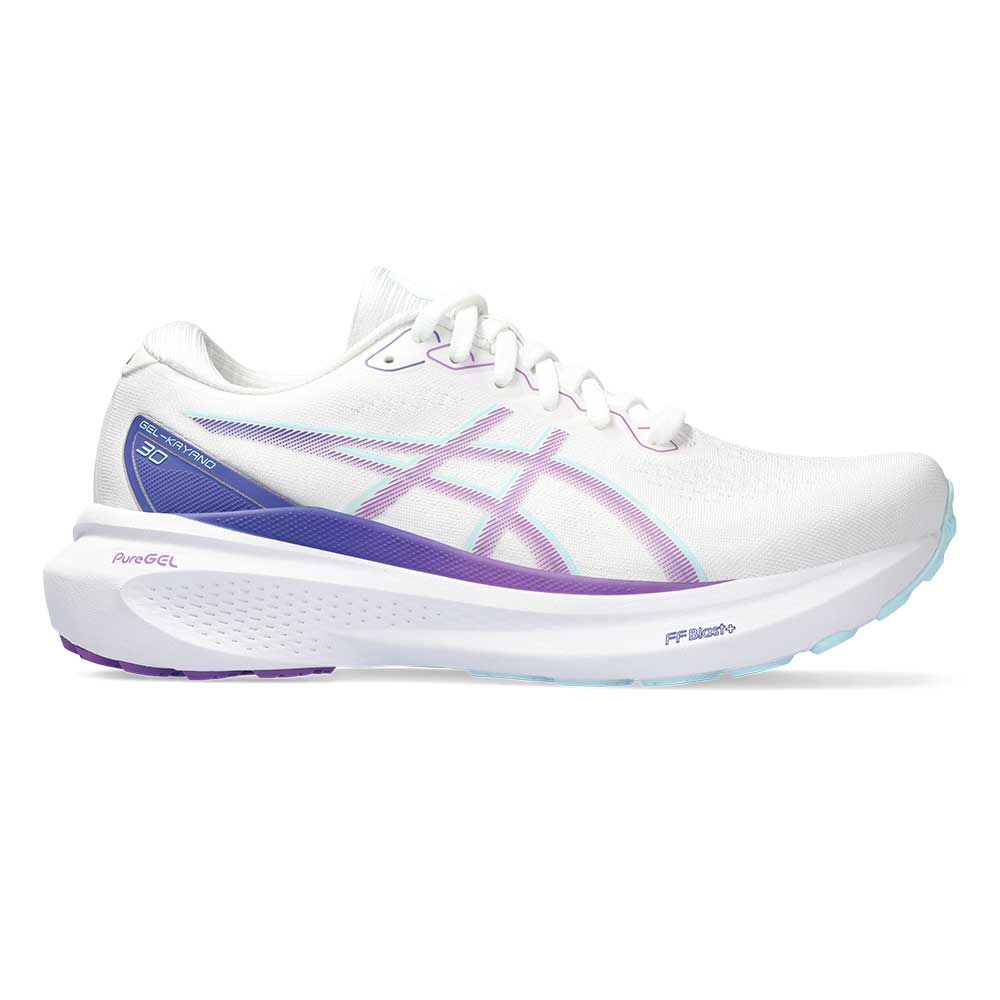 Women's Gel-Kayano 30 Running Shoe - White/Cyber Grape- Regular (B)