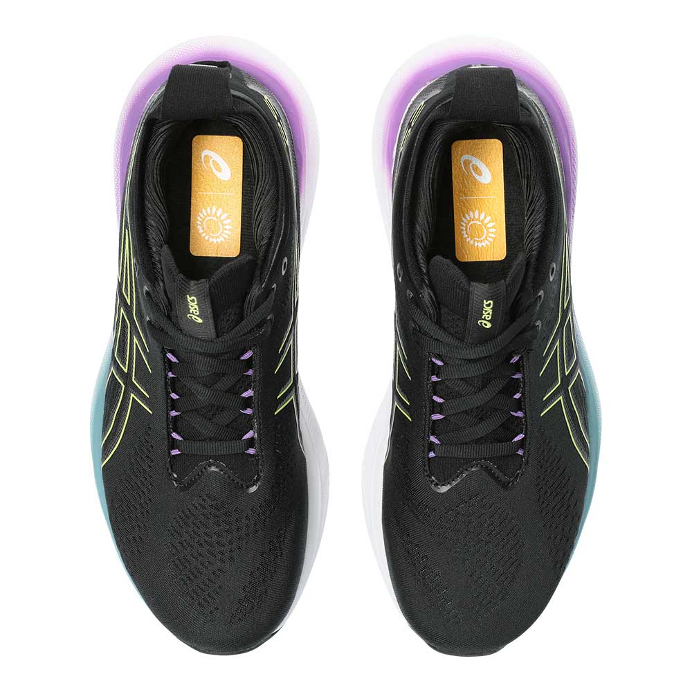 Women's Gel-Nimbus 25 Running Shoe - Black/Glow Yellow - Wide (D)