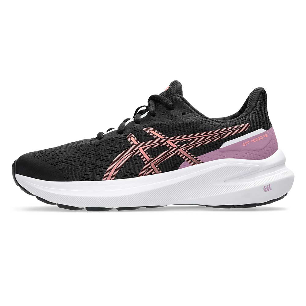 Youth GT-1000 13 GS Running Shoe - Black/Sun Coral - Regular (D)