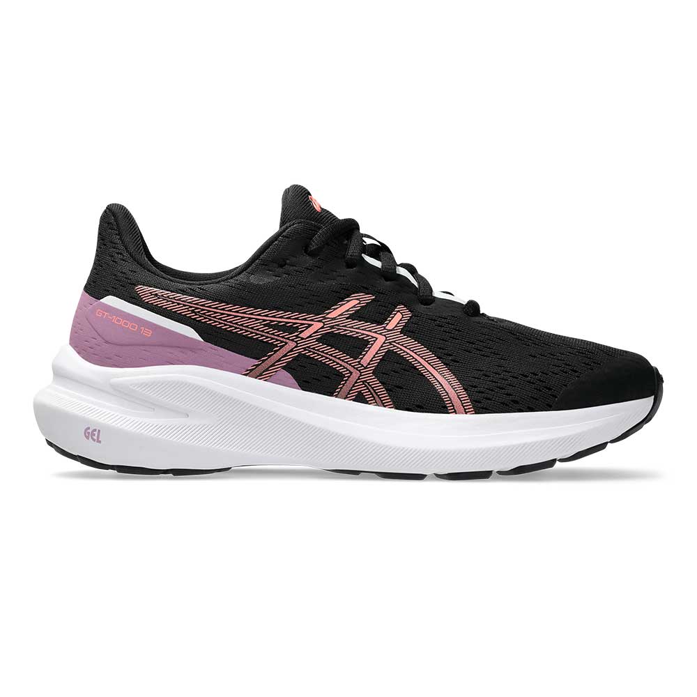 Youth GT-1000 13 GS Running Shoe - Black/Sun Coral - Regular (D)