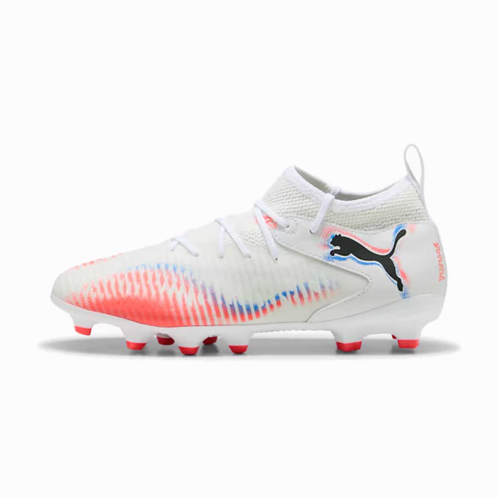 Youth Future 8 Match FG/AG Soccer Cleat - Puma White/Puma Black/Glowing Red - Regular (D)