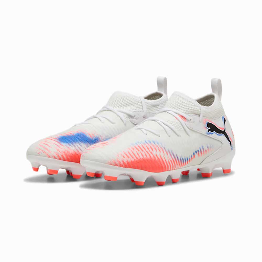 Youth Future 8 Match FG/AG Soccer Cleat - Puma White/Puma Black/Glowing Red - Regular (D)