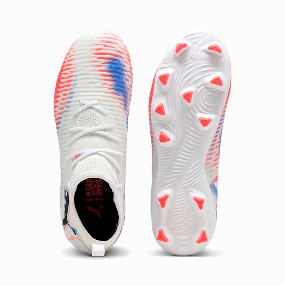 Youth Future 8 Match FG/AG Soccer Cleat - Puma White/Puma Black/Glowing Red - Regular (D)