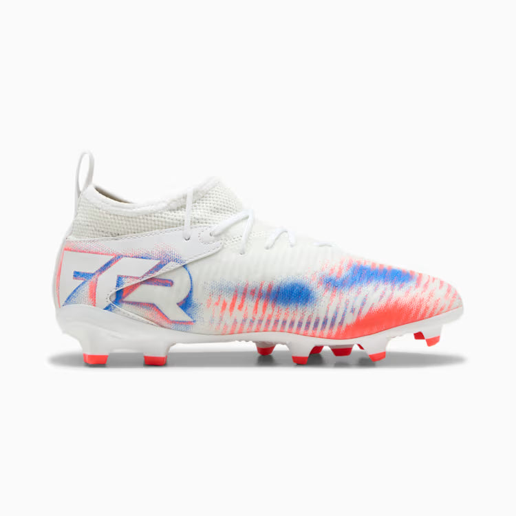 Youth Future 8 Match FG/AG Soccer Cleat - Puma White/Puma Black/Glowing Red - Regular (D)