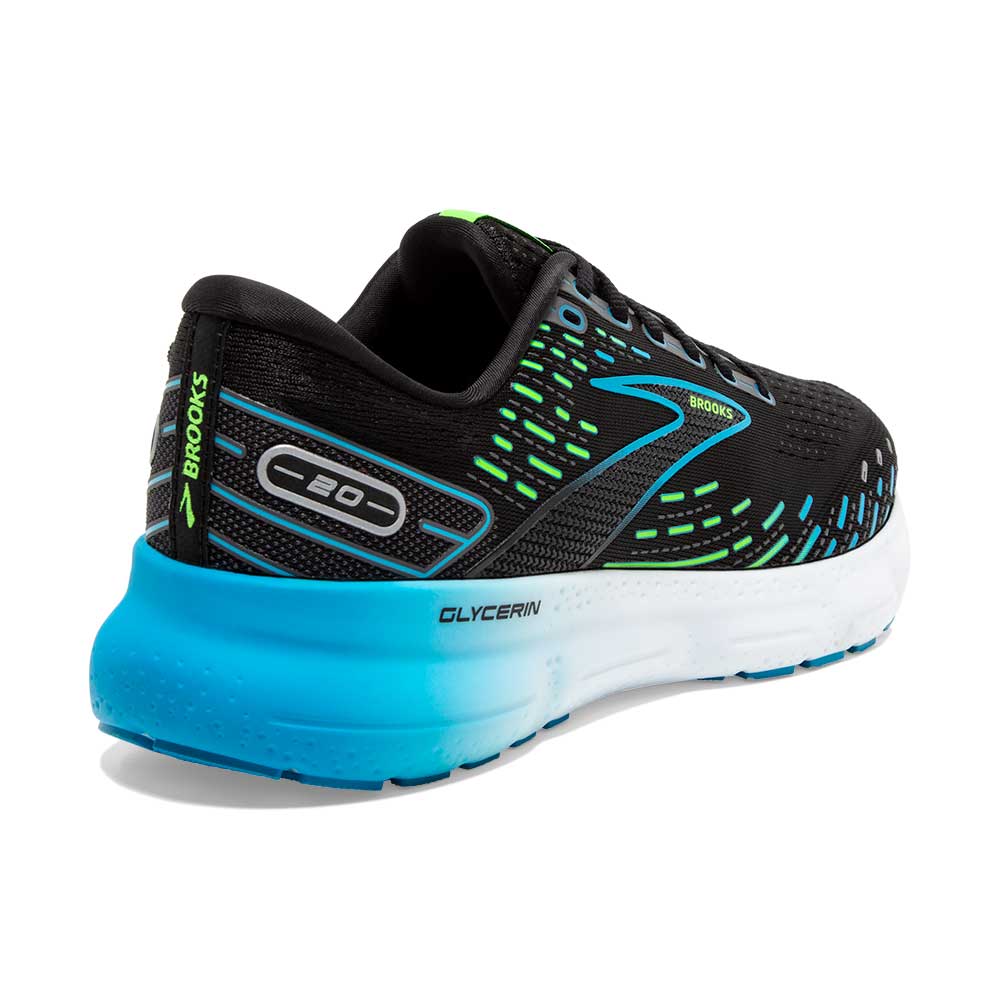 Men's Glycerin 20 Running Shoe - Black/Hawaiian Ocean/Green - Regular (D)