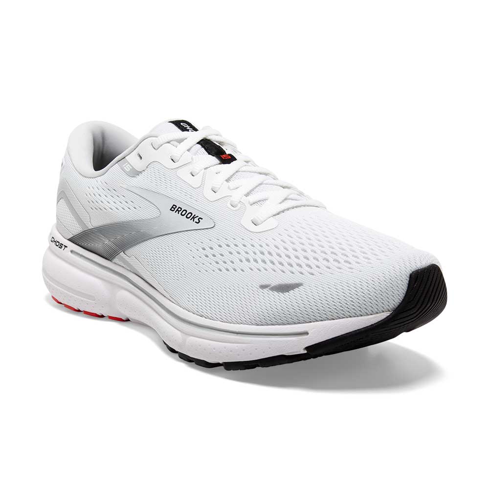 Men's Ghost 15 Running Shoe- White/Black/Flame