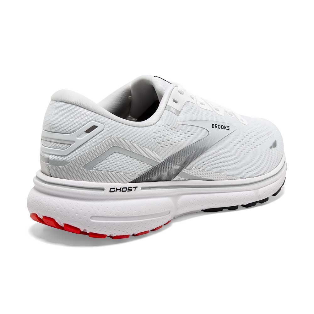 Men's Ghost 15 Running Shoe- White/Black/Flame