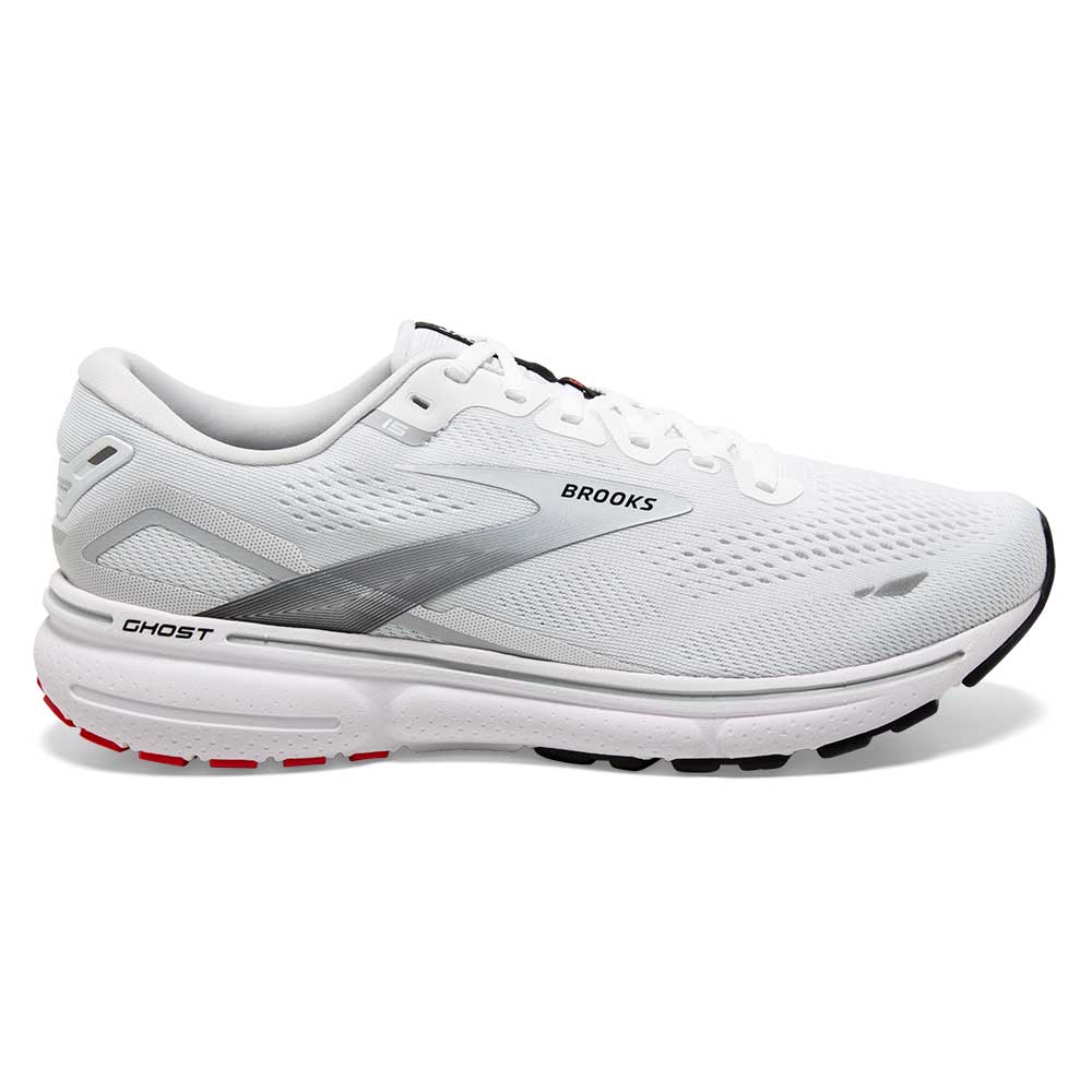 Men's Ghost 15 Running Shoe- White/Black/Flame