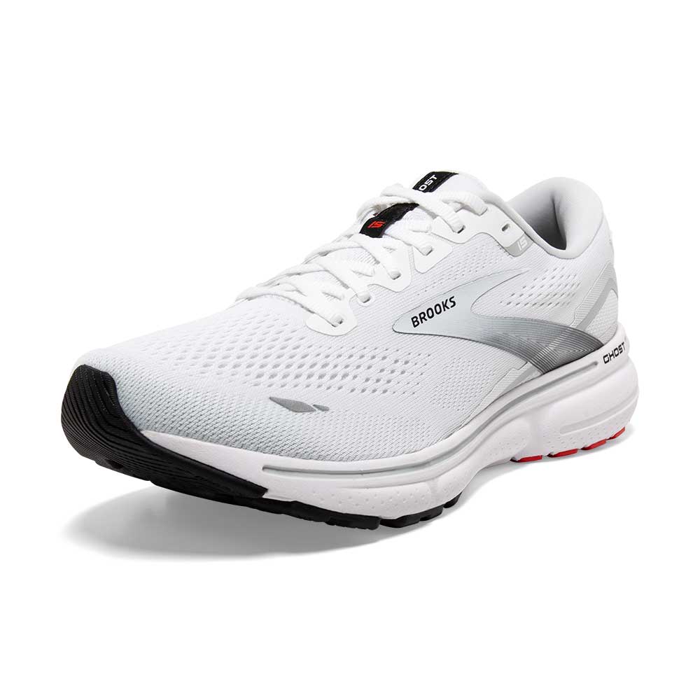 Men's Ghost 15 Running Shoe- White/Black/Flame