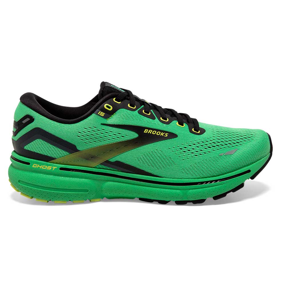 Men's Ghost 15 Running Shoe- Green/Black/Sharp Green