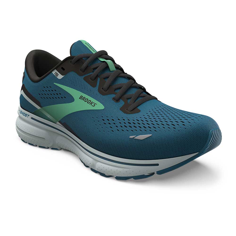 Men's Ghost 15 Running Shoe - Moroccan Blue/Black/Spring Bud - Regular (D)