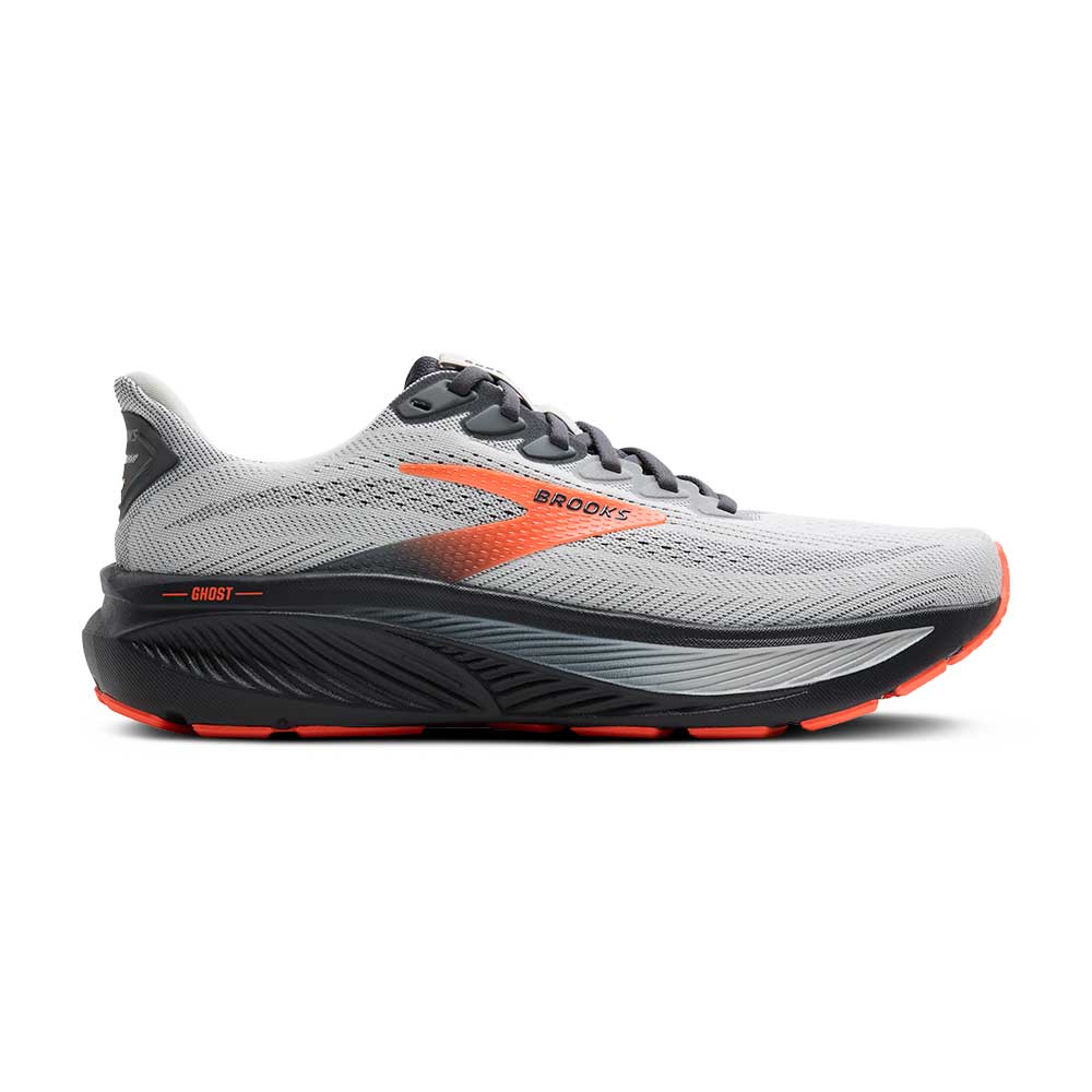 Men's Ghost 17 Running Shoe - Oyster Mushroom/Orange/Ebony - Extra Wide (4E)