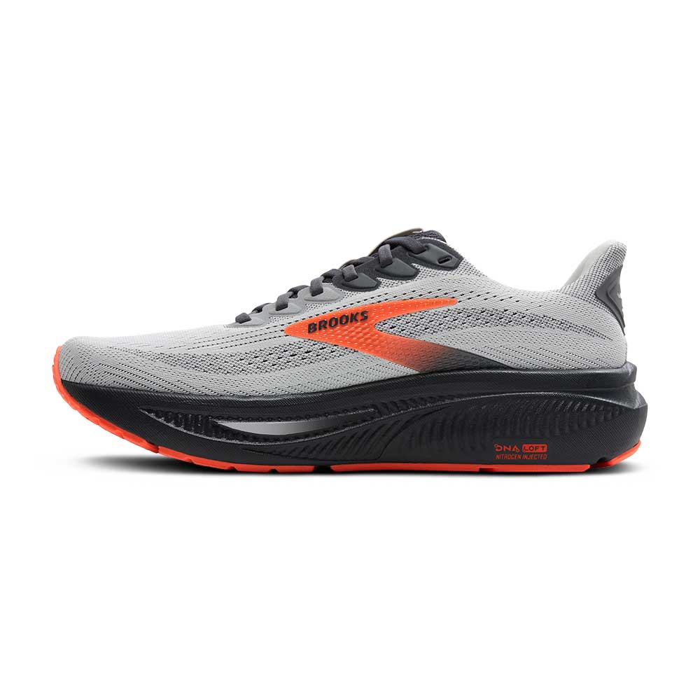 Men's Ghost 17 Running Shoe - Oyster Mushroom/Orange/Ebony - Extra Wide (4E)