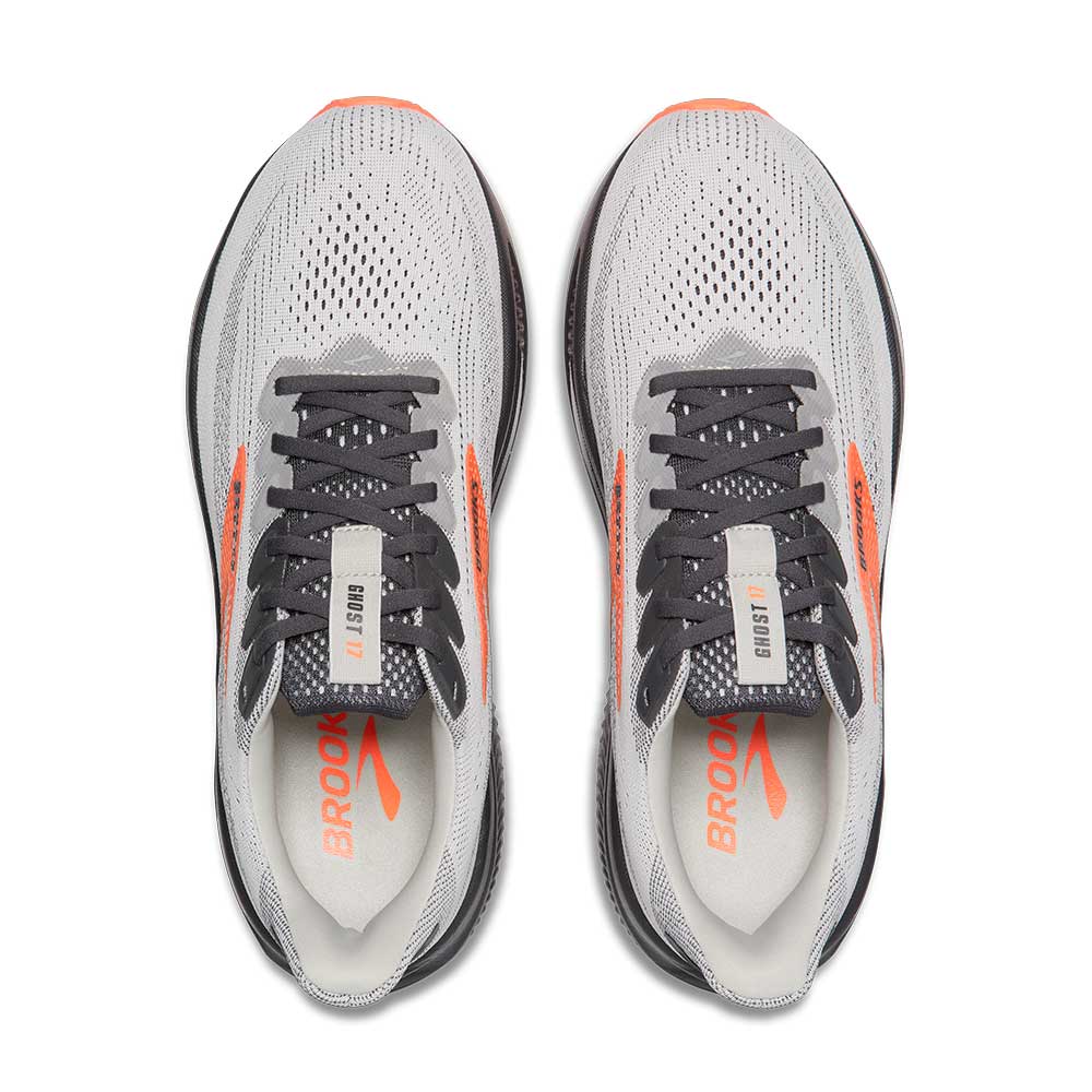 Men's Ghost 17 Running Shoe - Oyster Mushroom/Orange/Ebony - Extra Wide (4E)