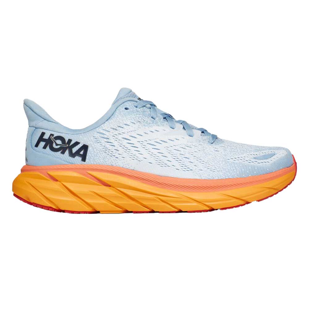 Women's Clifton 8 Running Shoe- Summer Song/Ice Flow— Wide (D)