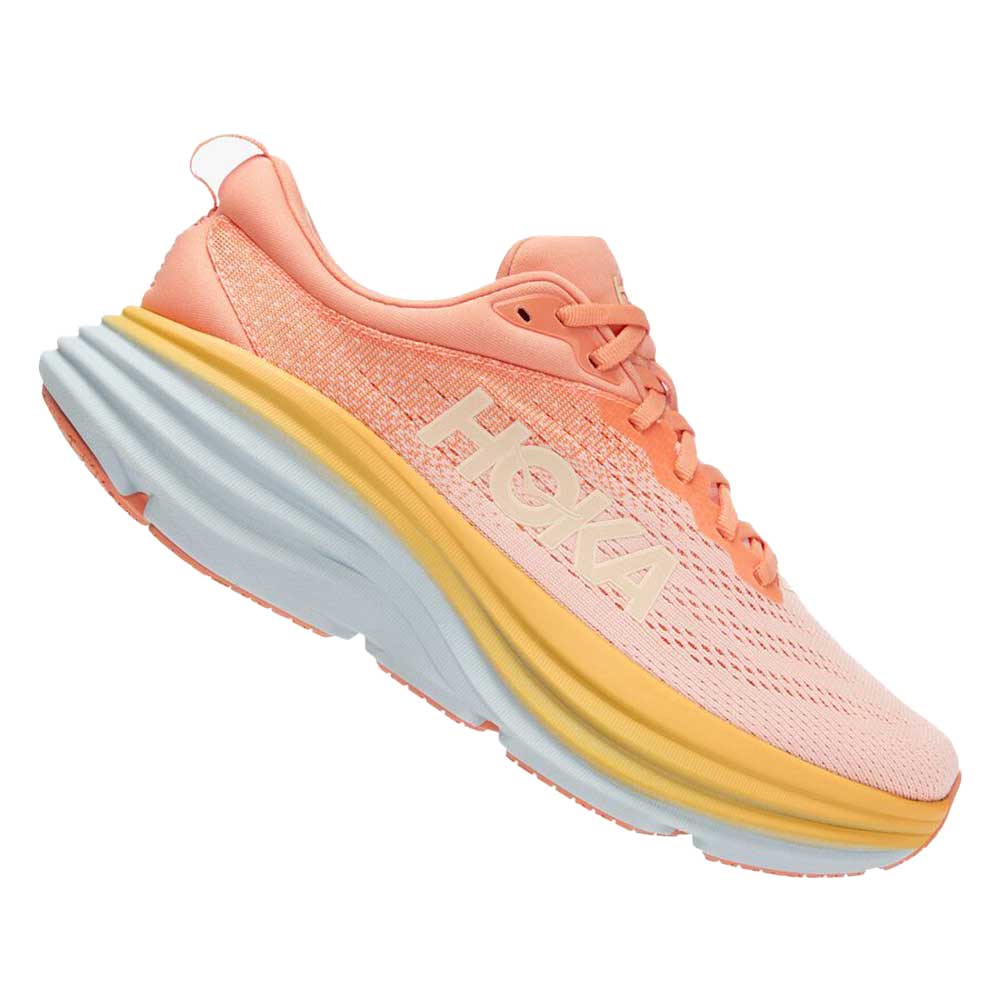 Women's Bondi 8 Running Shoe- Shell Coral/Peach Parfait - Regular (B)