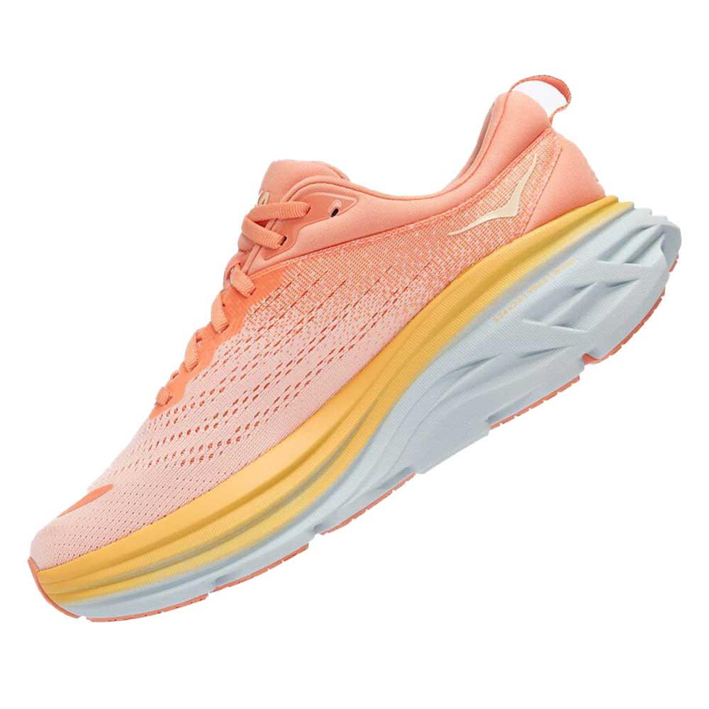 Women's Bondi 8 Running Shoe- Shell Coral/Peach Parfait - Regular (B)