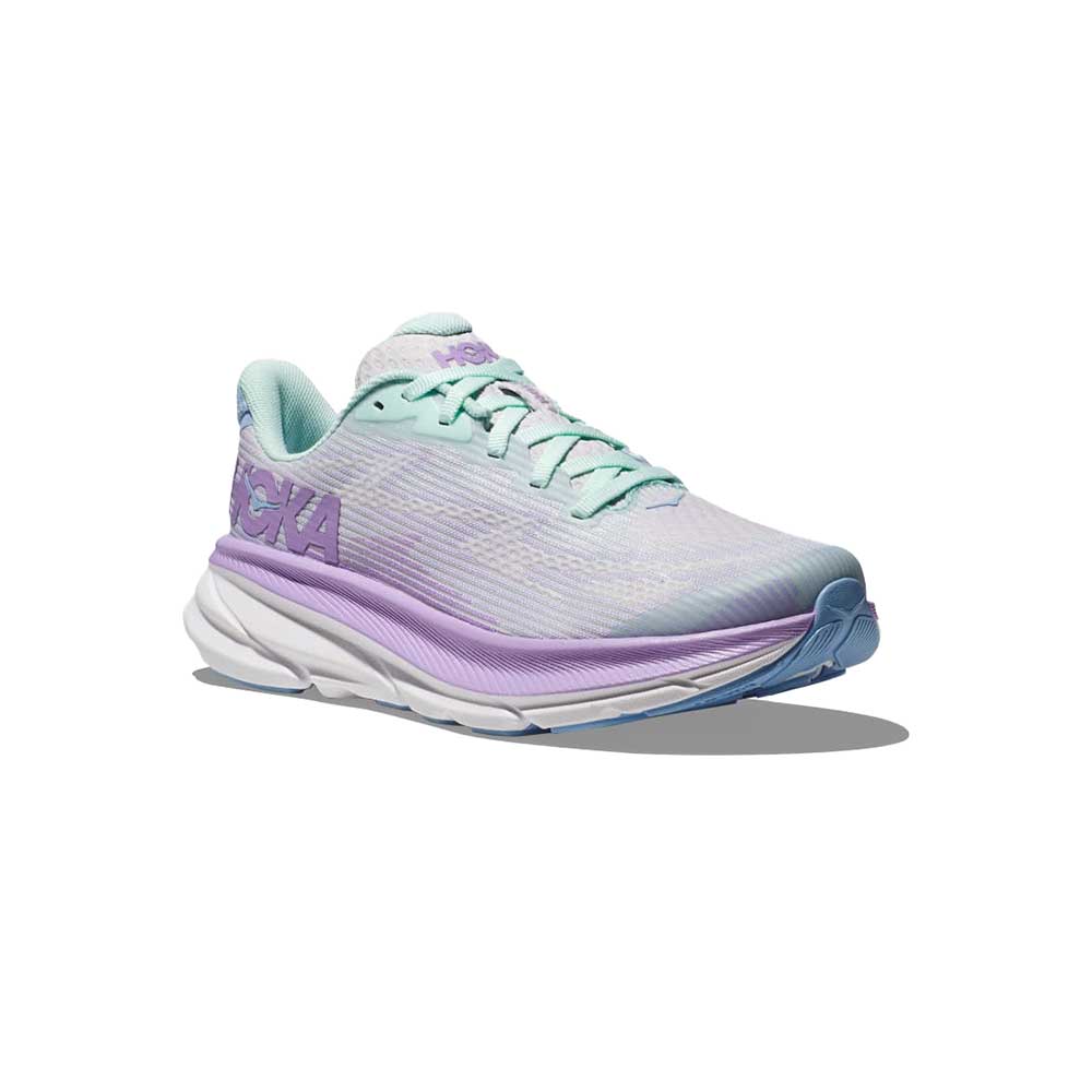 Youth Clifton 9 Running Shoe - Sunlit Ocean/Lilac Mist - Regular (D)