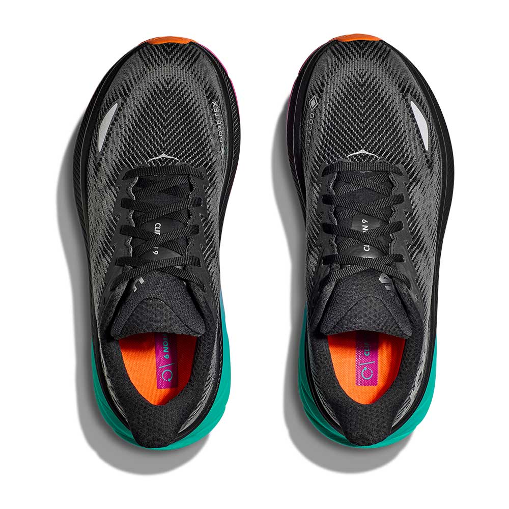 Men's Clifton 9 GTX Running Shoe - Black/Electric Aqua - Regular (D)
