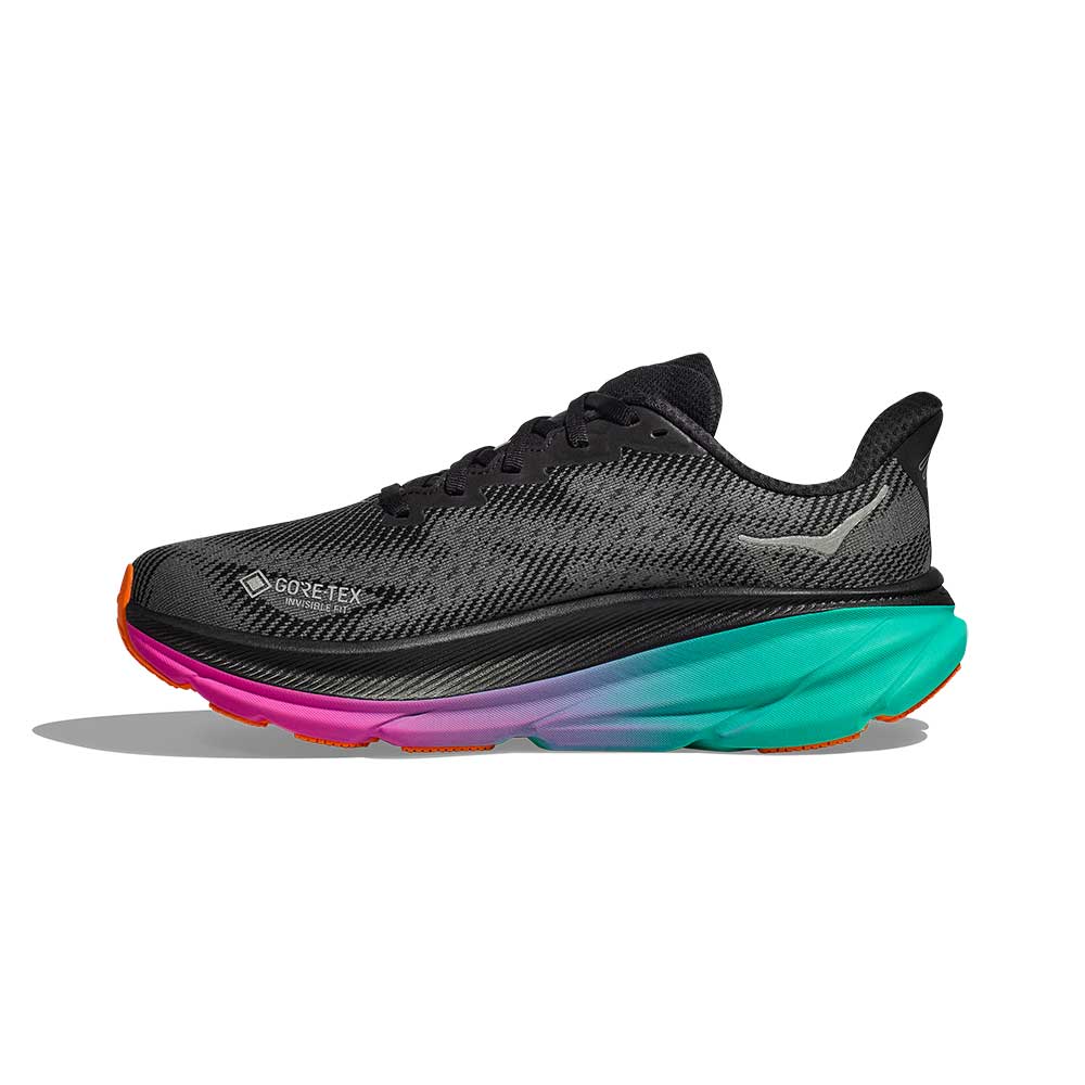 Men's Clifton 9 GTX Running Shoe - Black/Electric Aqua - Regular (D)