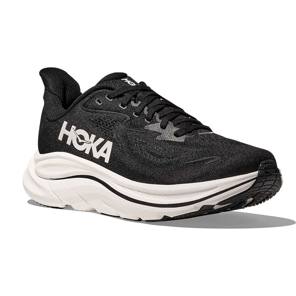 Men's Clifton 10 Running Shoe - Black/White - Wide (2E)