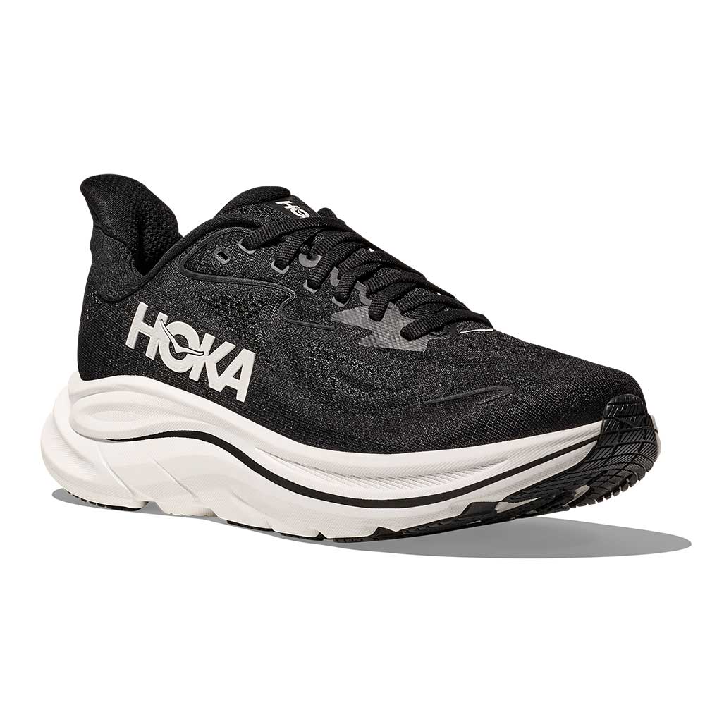 Women's Clifton 10 Running Shoe - Black/White - Wide (D)