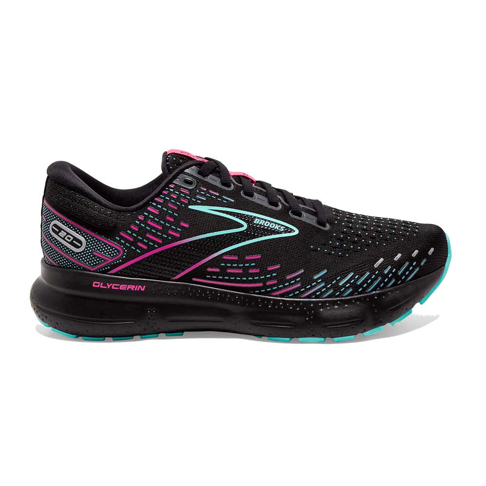 Women's Glycerin 20 Running Shoe - Black/Blue Light/Pink - Regular (B)