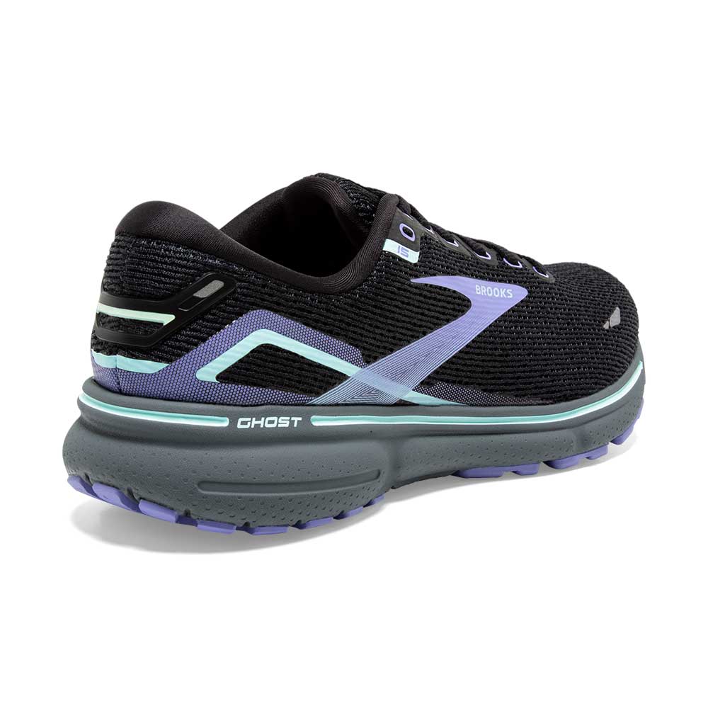 Women's Ghost 15 Running Shoe- Black/Jacaranda/Salt- Regular (B)