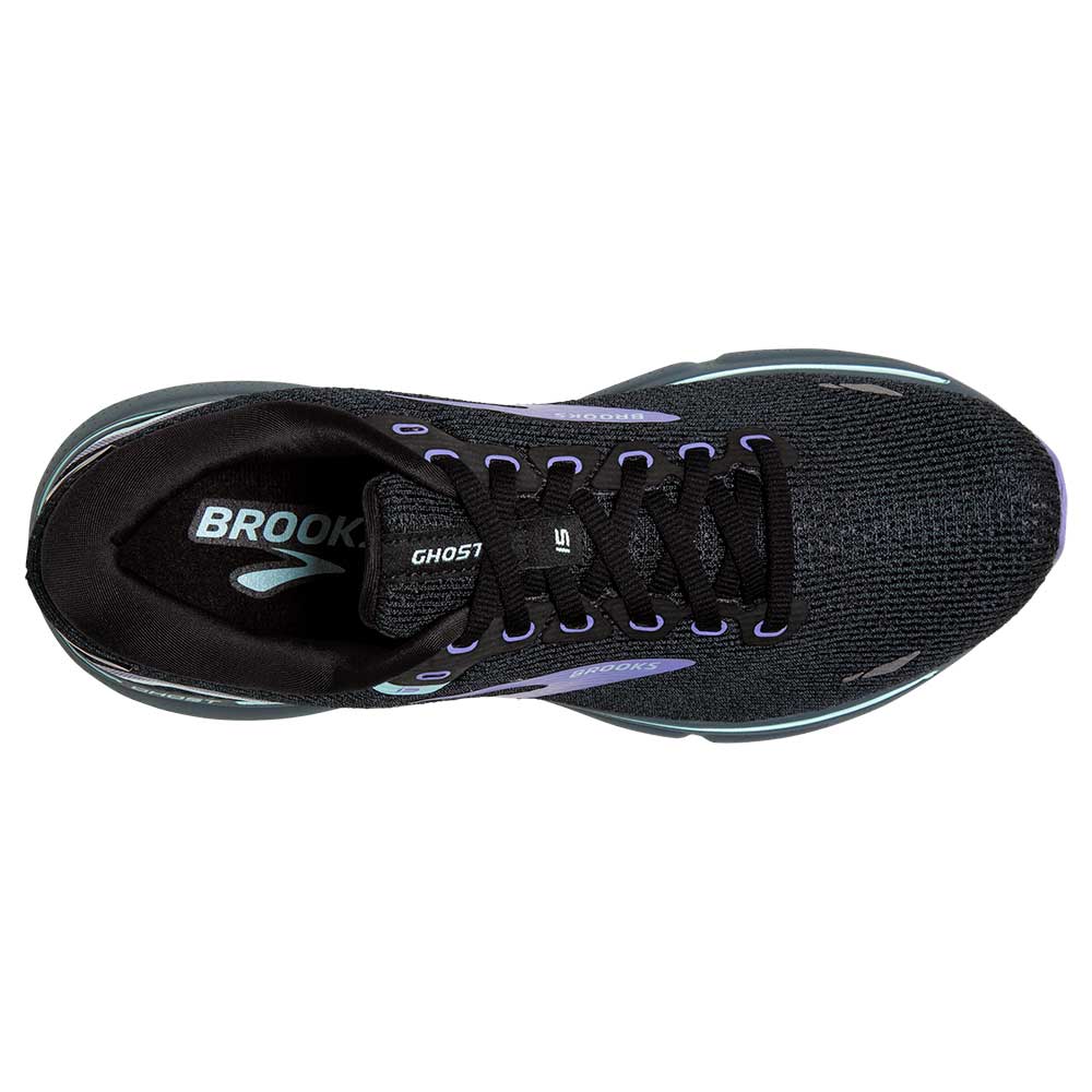 Women's Ghost 15 Running Shoe- Black/Jacaranda/Salt- Regular (B)