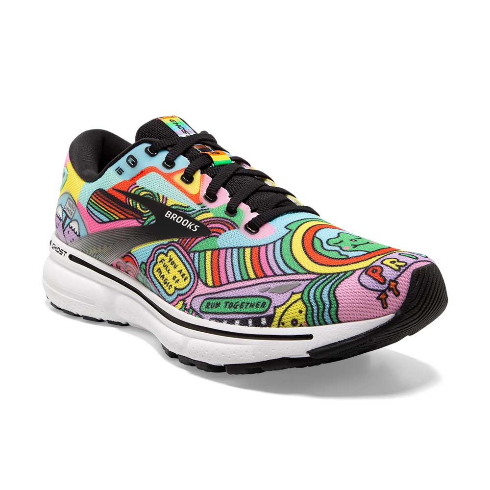 Women's Ghost 15 Run Proud Running Shoe- Black/White/Multi- Regular (B)