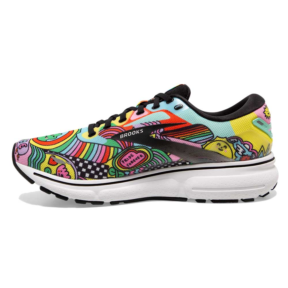 Women's Ghost 15 Run Proud Running Shoe- Black/White/Multi- Regular (B)