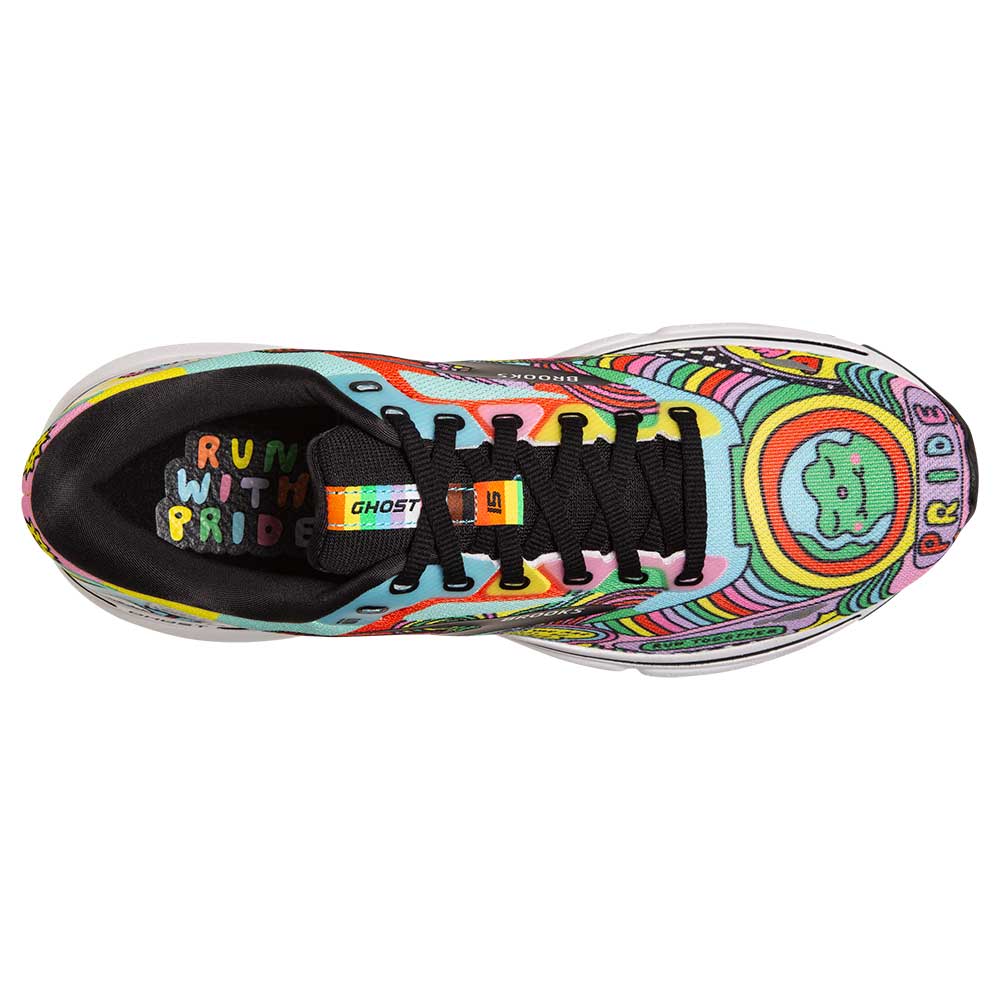 Women's Ghost 15 Run Proud Running Shoe- Black/White/Multi- Regular (B)