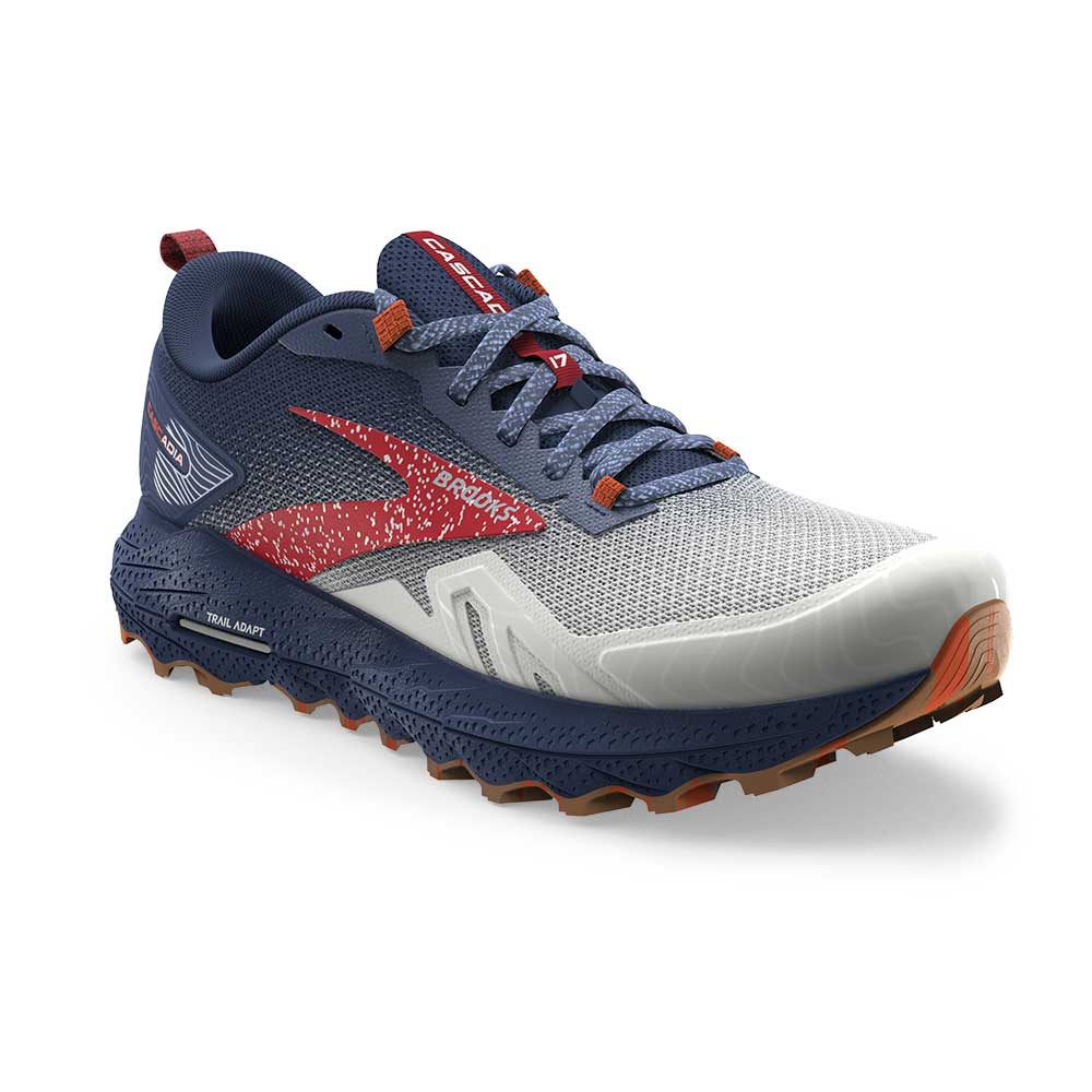 Women's Cascadia 17 Trail Running Shoe - White/Navy/Bittersweet - Regular (B)