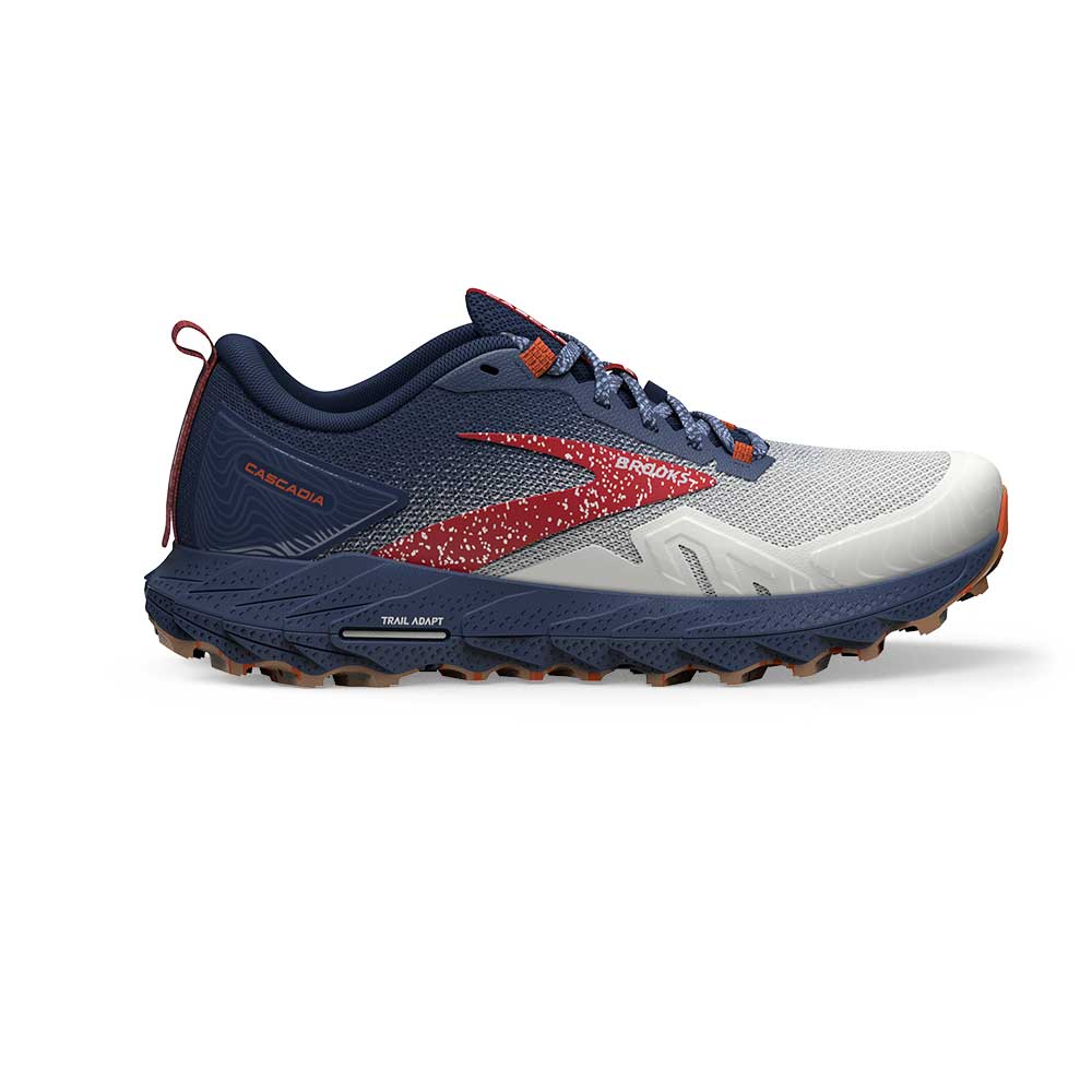 Women's Cascadia 17 Trail Running Shoe - White/Navy/Bittersweet - Regular (B)