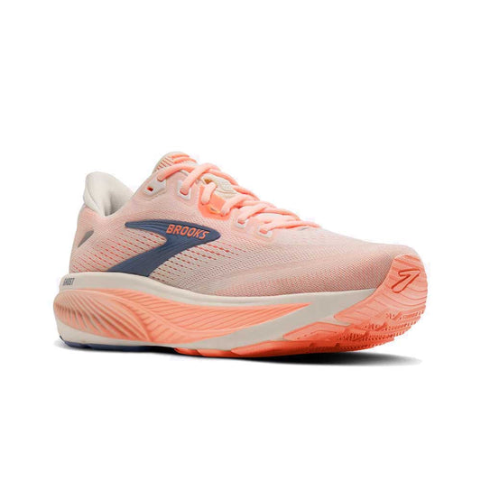 Women's Ghost 18 Running Shoe - Star White/Cyber Peach/Grey - Wide (D)