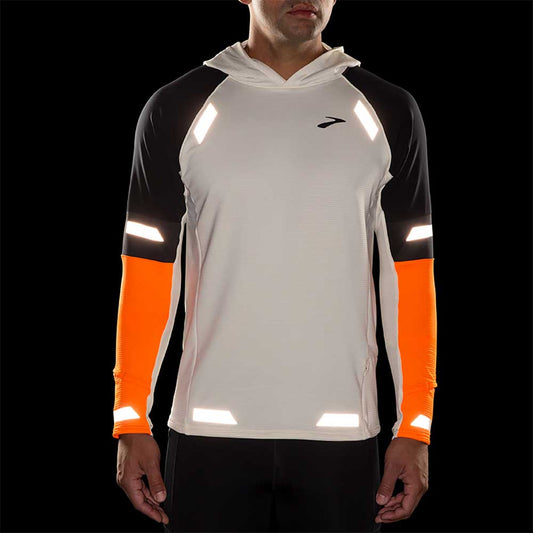 Men's Run Visible Notch Thermal Hoodie 2.0 - Ecru/Fluoro Flash/Black