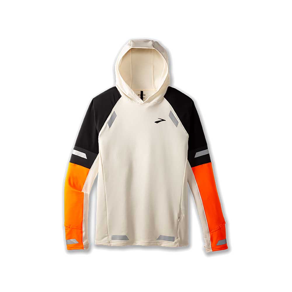 Men's Run Visible Notch Thermal Hoodie 2.0 - Ecru/Fluoro Flash/Black