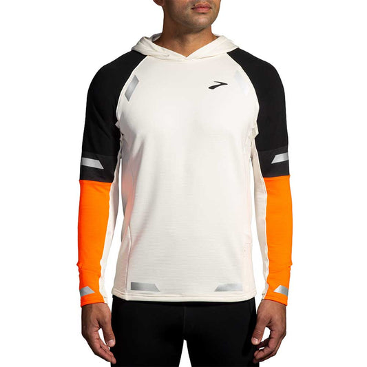 Men's Run Visible Notch Thermal Hoodie 2.0 - Ecru/Fluoro Flash/Black