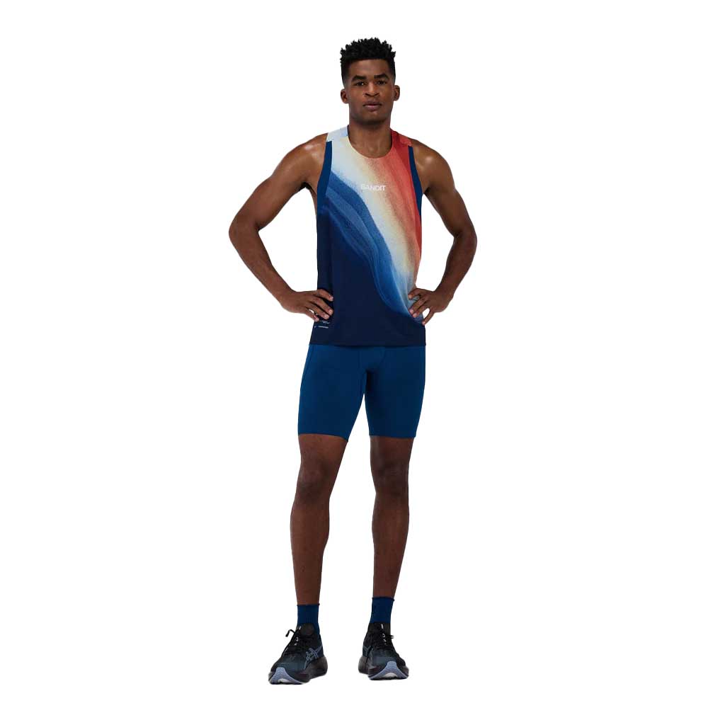 Men's Lightweight Drift Graphene Racing Singlet - Rusted Apricop/Ink Blue Multi Print