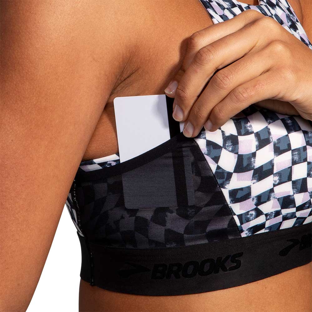 Women's 3 Pocket Sports Bra - Speed Check Black/White