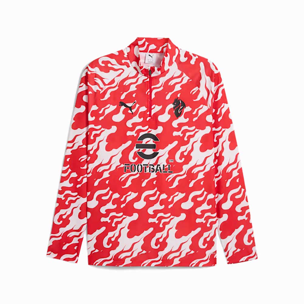 ACM Warm Up ¼ Zip Top - Puma White/For All Time Red