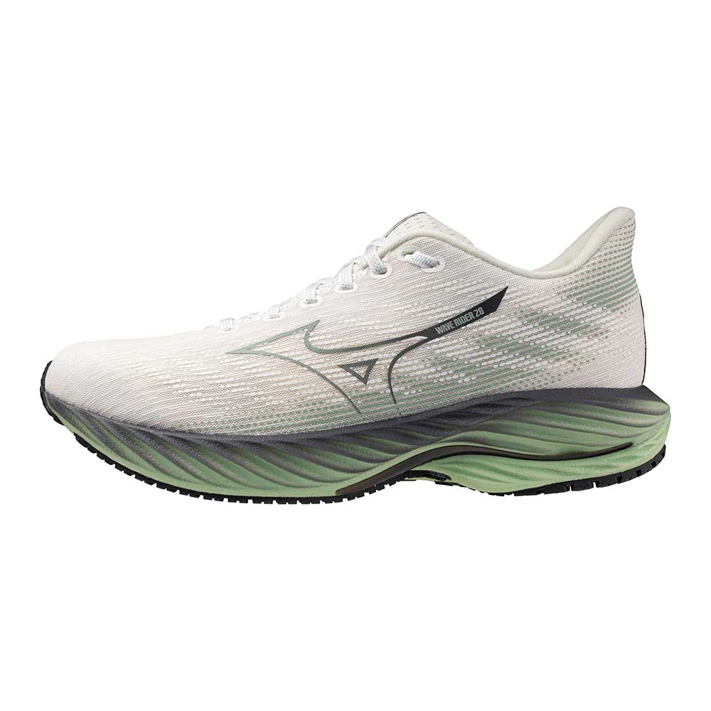 Men's Wave Rider 28 Running Shoe - Snow White/Frosty Green - Regular (D)