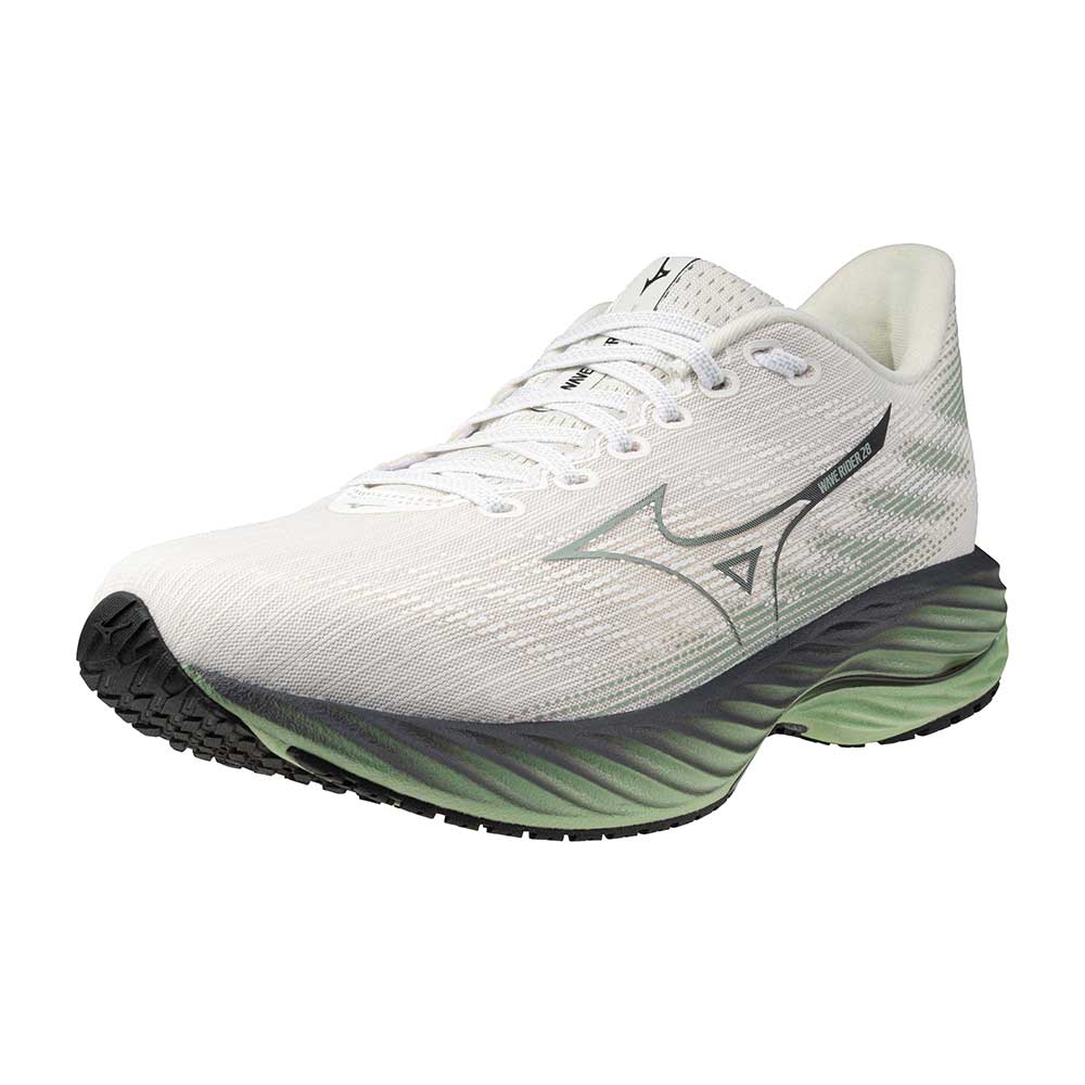 Men's Wave Rider 28 Running Shoe - Snow White/Frosty Green - Regular (D)